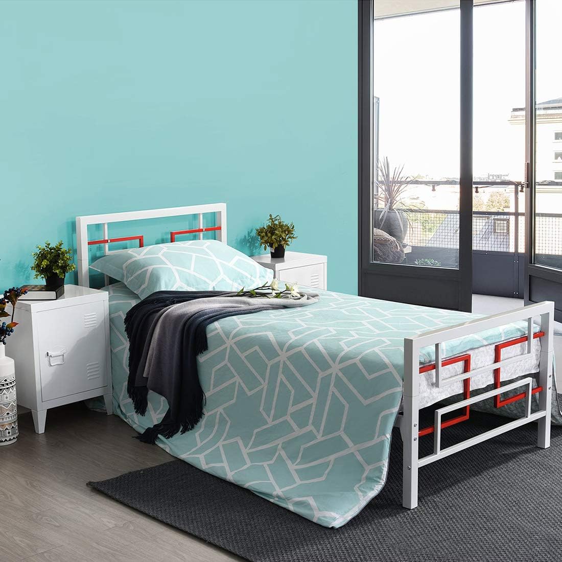 Aingoo Cama de Metal con Estructura de Cama Doble sólida Cama con