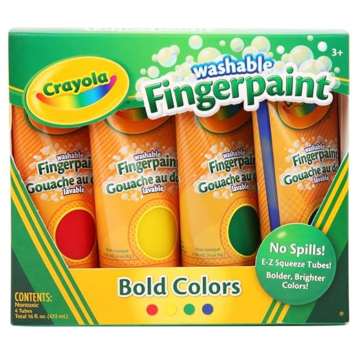 Crayola Washable Finger Paints, 4Count ( 4 ounce tubes