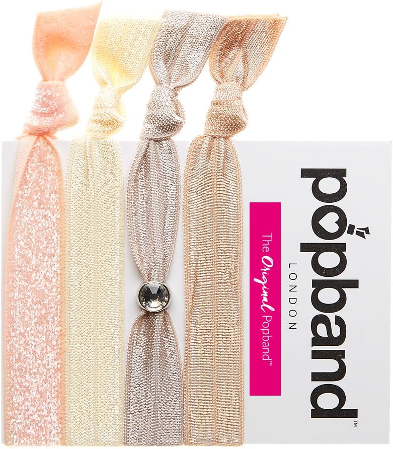 Popband Premium Ponytail Holder Hair Bands/Ties 4 Pack - Naked