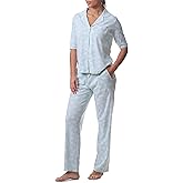 Karen Neuburger womens Short-sleeve Notch Collar Top and Pant Pajama Set