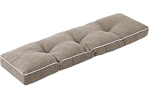IPYNBAP Bench Cushion, 42 x 16 Inch Patio Furniture Cushions with Durable Ties, Soft Memory Foam Bench Cushions for Indoor/Outdoor Furniture with Non-Slip Bottom, Kitchen&Dining, Khaki