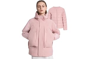 LOLA PIU Women's Lightweight Water-Resistant Down Puffer Coat,Outdoor Hiking 3 in 1 Waterproof Rain Travel Snowboard Jacket