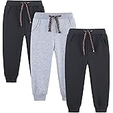 Funnymore 3 Pack Boy's and Girl's Fleece Pull on Jogger Sweatpant with Pockets and Drawstring 2-13 Years