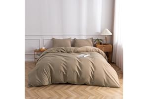 TAZMKEZM Khaki Duvet Cover Cotton Duvet Cover 100% Washed Cotton (104x90 Inch) King Duvet Cover with Zipper Closure Kids Duvet Cover Soft Breathable and Sweat Absorbing Dedding