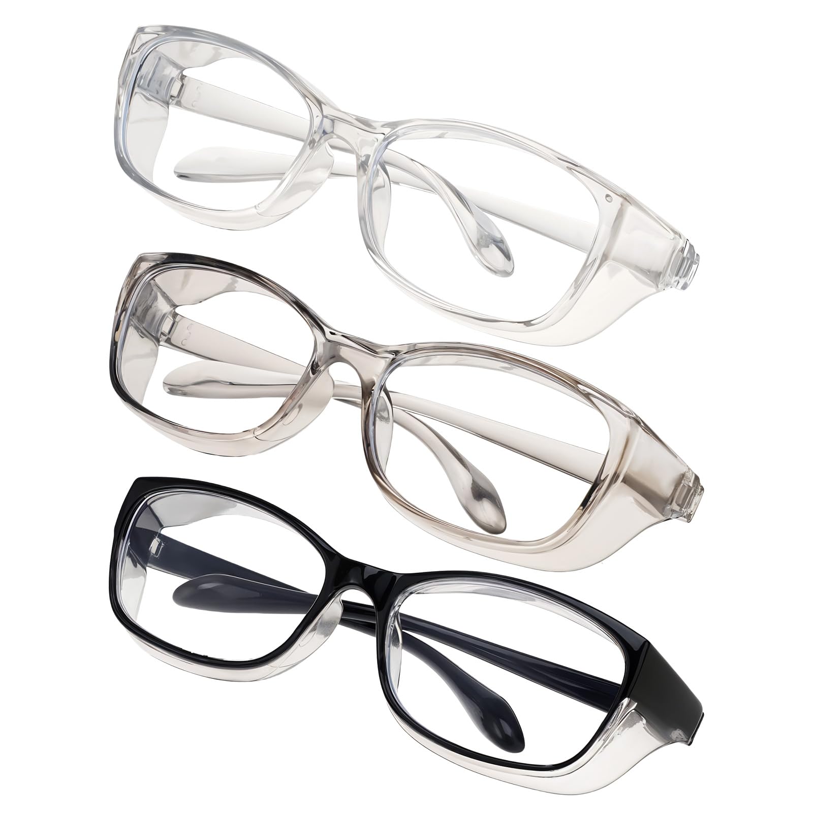 Photo 1 of Ptwola 3 Pcs Nurses Goggles Light Lab Goggles Protective Glasses Eyewear Anti Fog Blue Square Stylish Cute Anti Dust Scratch Side Shields Clear Safety Glasses for Men And Women Adults