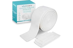 Vive Care Elastic Tubular Bandage - (4.0" x 33 Feet) Stockinette Tubing for Arm & Legs - Stretch Cotton Compression Sleeve for Wound Care - Fabric Mesh Tube Gauze for Support