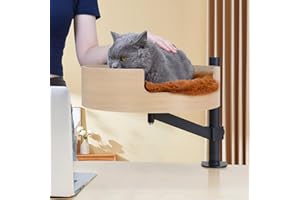 Cat Bed Desk with Pet Mat and 360° Rotation Features - Modern Desk Nest Cat Bed for Indoor Cats - Adjustable Height and Distu