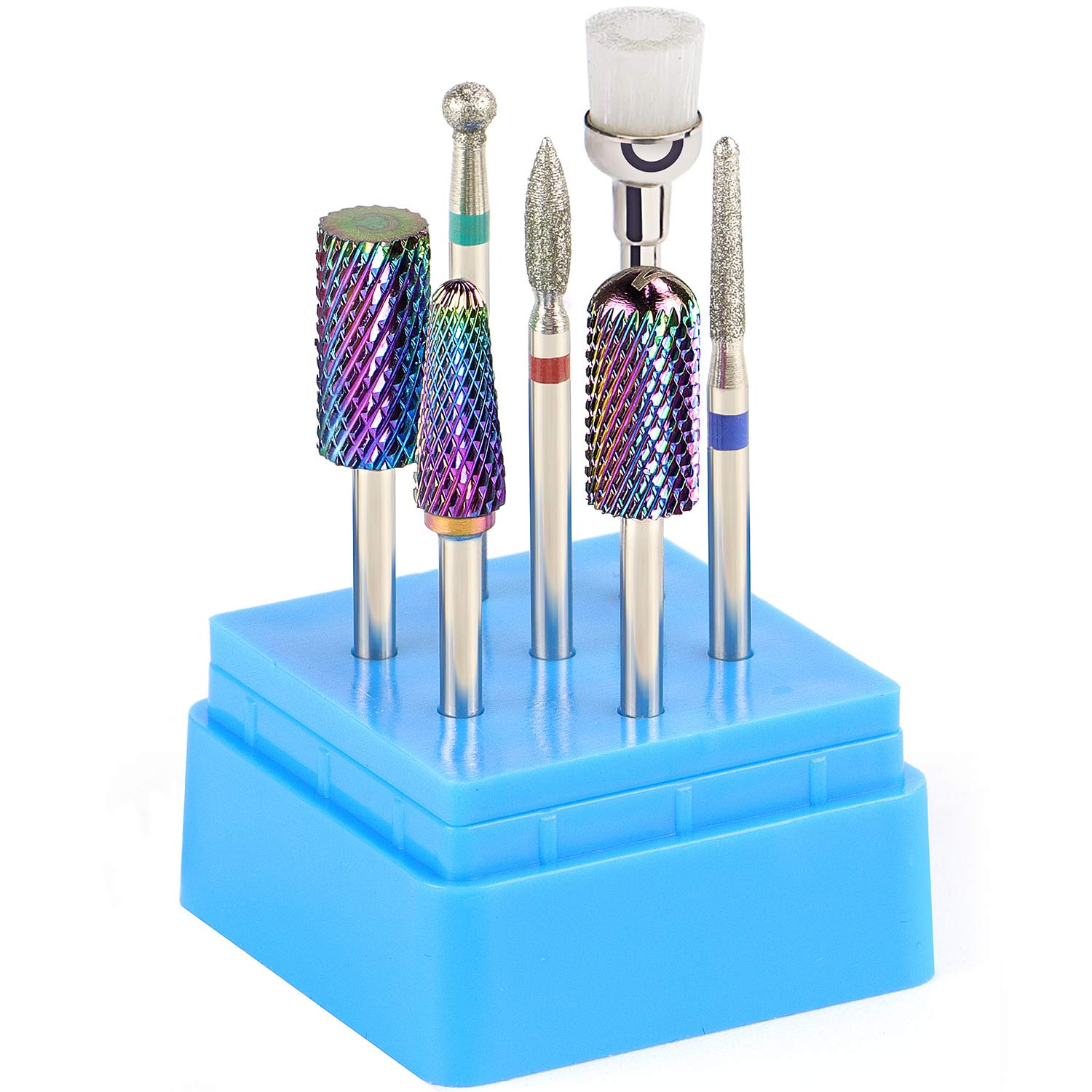 Diamond Nail Drill Bits Set - Ejiubas 7PCS Carbide Drill Bits Tungsten Acrylic Nail File Bits Cuticle Drill Bit 3/32 Inch Efile Nail Bit Fine Grit for Acrylic Gel Nails Cuticle Manicure Pedicure