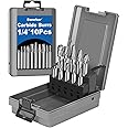 Sworker 10Pcs Carbide Burr Set 1/4 Shank w/Grey Box Max Head Dia 10mm Die Grinder Bits Rotary Tools Attachment Kit Rasp Accessories Metal Wood Stone Steel Grinding Deburring Cutting Porting Carving