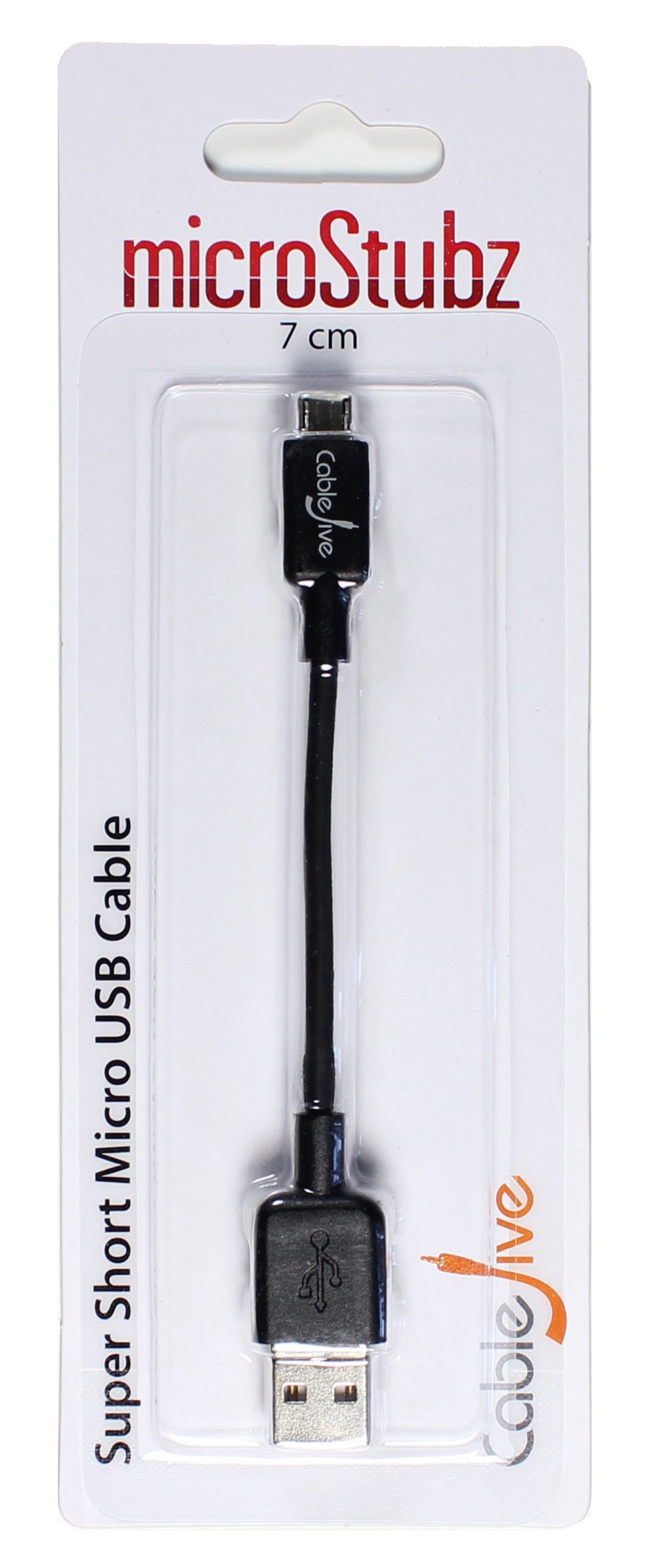 CableJive microStubz USB Cable 0.07 m USB A Micro-USB B Black - USB Cables (0.07 m, USB A, Micro-USB B, 2.0, Male connector/Male connector, Black)