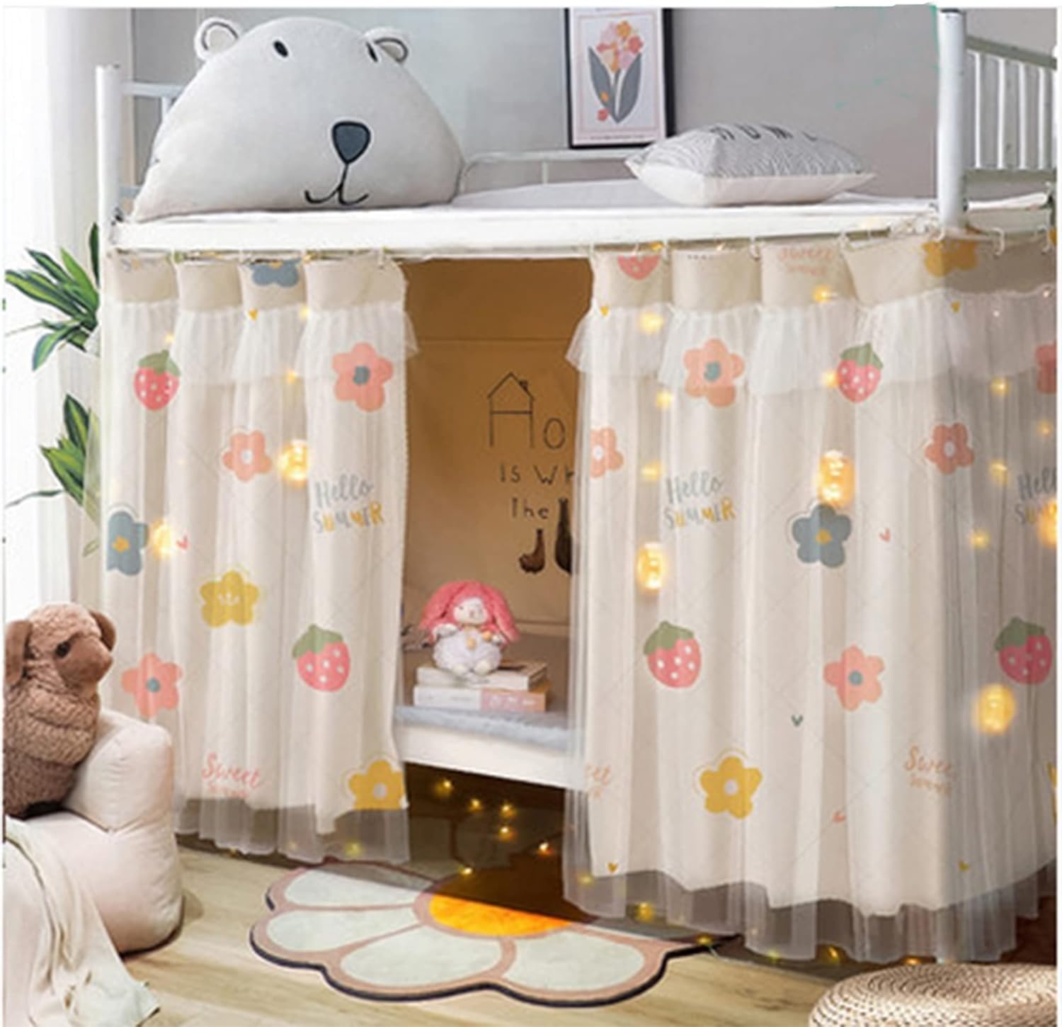 ITODA Cabin Bunk Bed Curtain Stylish Canopy Bed Tent Dustproof Blackout Curtains Mosquito Protection Nets Dormitory Shading Curtain Privacy Draperies Cloth for Single Bed