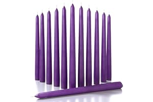 CANDWAX 12 inch Taper Candles Set of 12 - Dripless and Smokeless Candle - Slow Burning Candlesticks - Purple Candles