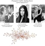 MEITREND Rose Gold Rhinestone Flower Hair Clip Handmade Bridal Wedding Hair view 7