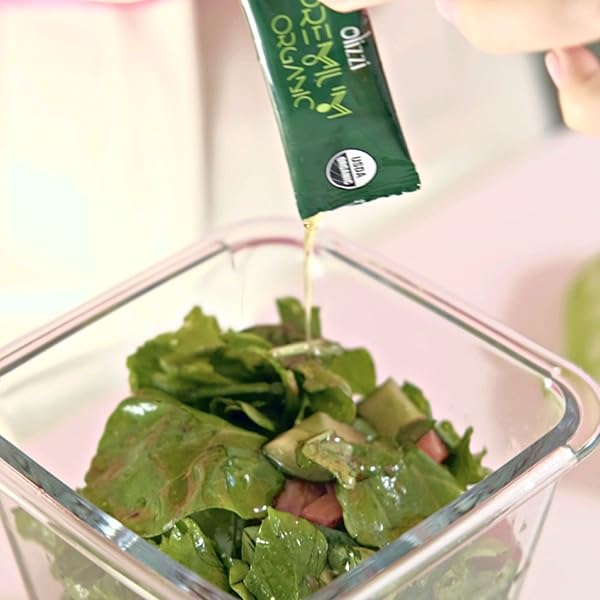 OLIVE OIL PACKETS – OLIZZI PREMIUM ORGANIC EXTRA VIRGIN, NEW HARVEST, AWARD WINNING, EARLY HARVEST, COLD PRESSED, USDA ORGANIC CERTIFIED, SINGLE SERVE, MINI, SALAD DRESSING TO GO, INDIVIDUAL, TRAVEL SIZE, 10 SINGLE USE PACKS (0.34 FL OZ / UNIT)