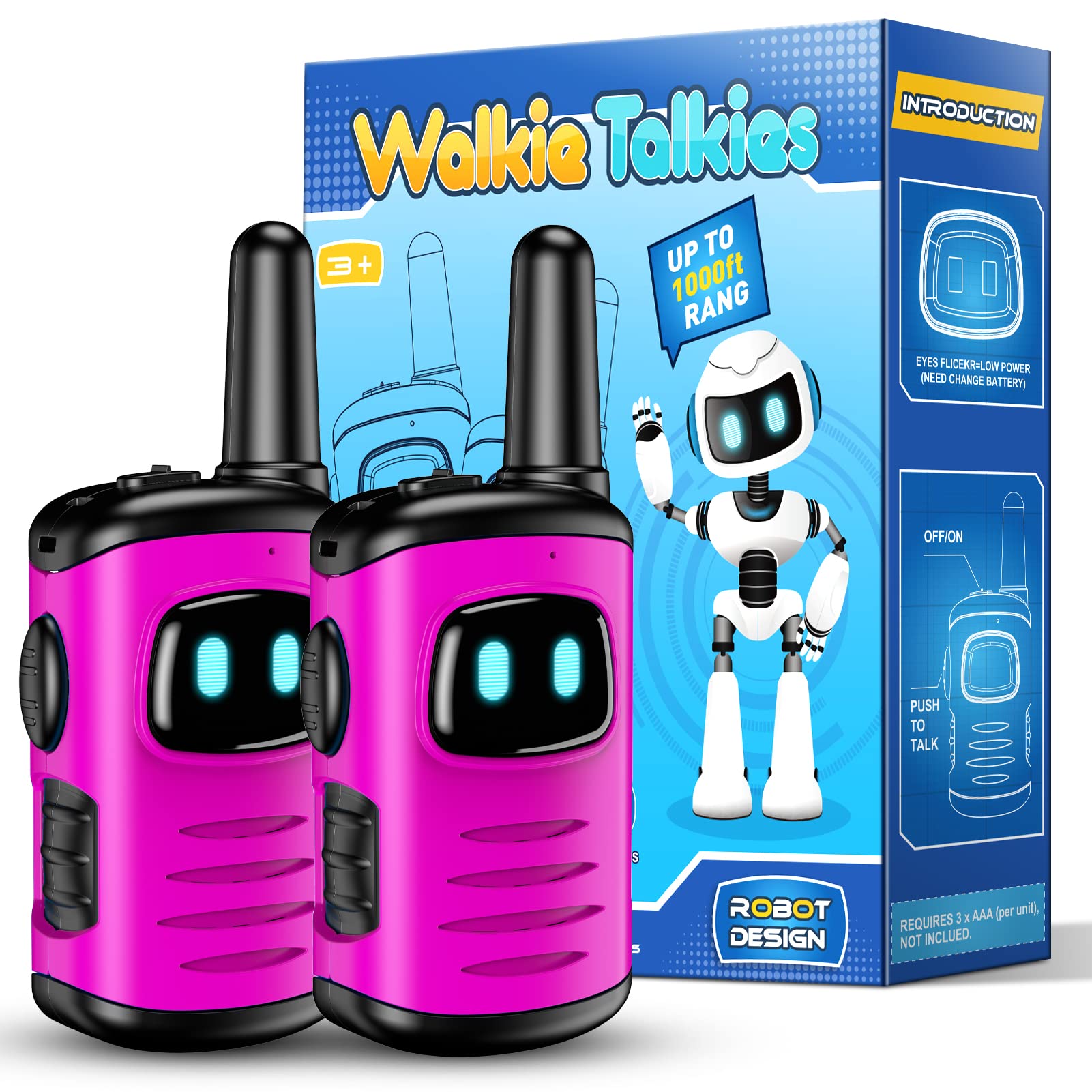 EUTOYZ Walkie Talkie - 4 to 8 Year Old Girls' Toys, Pink, 5-9 Kids' Walkie Talkies, Outdoor Spy Game Toys — image 1