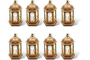 SHYMERY Ramadan Lantern Lights, 8 Pack Ramadan Decorations for Home 2024,Ramadan Gifts for Kids - Ramadan Decorations for Home,Table, Wall,Eid Decor