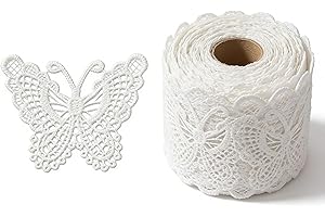 White Organza Butterfly Lace Trim, 12PCS Double-Layer Embroidered Appliques for Sewing Crafts, DIY Hair, Dress, Hat Embellish