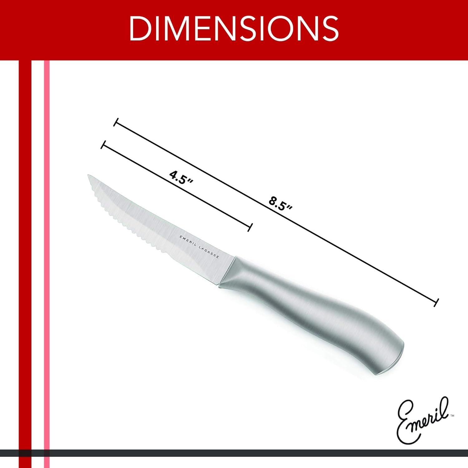 Emeril Lagasse 8-Piece 4.5” Stainless Steel Steak Knife Set (Large Handles): Kitchen & Dining