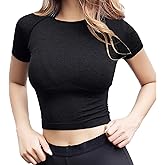 FITTOO Women's Short Sleeves Workout Crop Tops Seamless Sports Shirts Fitness Activewear