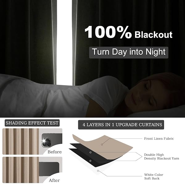 TOPFINEL 100 INCH LONG BLACK OUT BURLAP CUSTOM CURTAINS, DOUBLE PINCH PLEATED WINDOW COVERINGS, NURSERY SUMMBER BOHO FARMHOUSE HEAT SOUND BLOCK BACK TAB CURTAINS FOR SLIDING DOOR SUNROOM BAY WINDOW