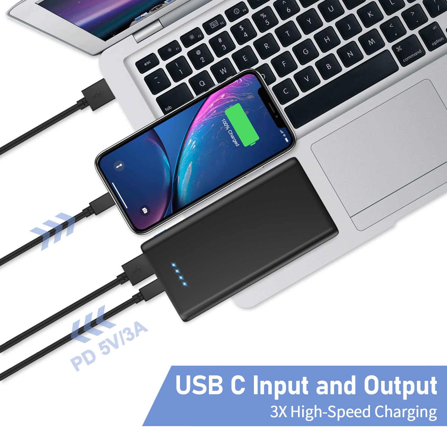 Portable Charger Power Bank 25,800mAh,5V/3A USB C in&Out Fast Phone Charging with Intelligent Smart IC,3 USB Port External Cell Phone Battery Pack Compatible with iPhone 16 15 14,Galaxy,Android-Blue