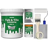 NADAMOO Tub and Tile Refinishing Kit (1kg / 35 oz, with tools), Bathtub Sink Countertop DIY Paint Kit for Bathroom Kitchen Porcelain Fiberglass, Semi-gloss White Coat