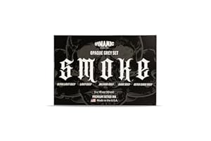 Dynamic Color Co- Smoke Set, Opaque Grey Tattoo Ink, 5 Shades Ultra Light to Ultra Dark, Made in USA, Sterilized, 1 oz Bottle