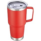 Cool Yoleb 30 oz Tumbler with Handle and Lid, Stainless Steel Tumblers Double Wall Vacuum Insulated Travel Mug Leak Proof Cup Keep Drinks Cold and Hot Red, 1 Pack