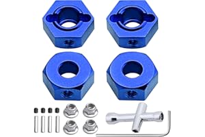 Hobbypark Aluminum 12mm Hex Wheel Hubs Adapters with Locknuts for Arrma 1/10 Granite Voltage MEGA 2WD Granite 4X4 Big Rock Senton, Set of 4 (Blue)