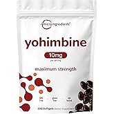 Double Strength Yohimbine Supplements for Men and Women, 10mg Per Serving, 300 Softgels, Yohimbine HCL with Virgin Sunflower Seed Oil for Better Absorption, Supports Energy Production, African Raw