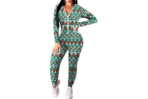 Ekouaer Women Hooded Jumpsuit Long Sleeve Onesie Zip Up One Piece Pajamas Novelty Sleepwear for Women