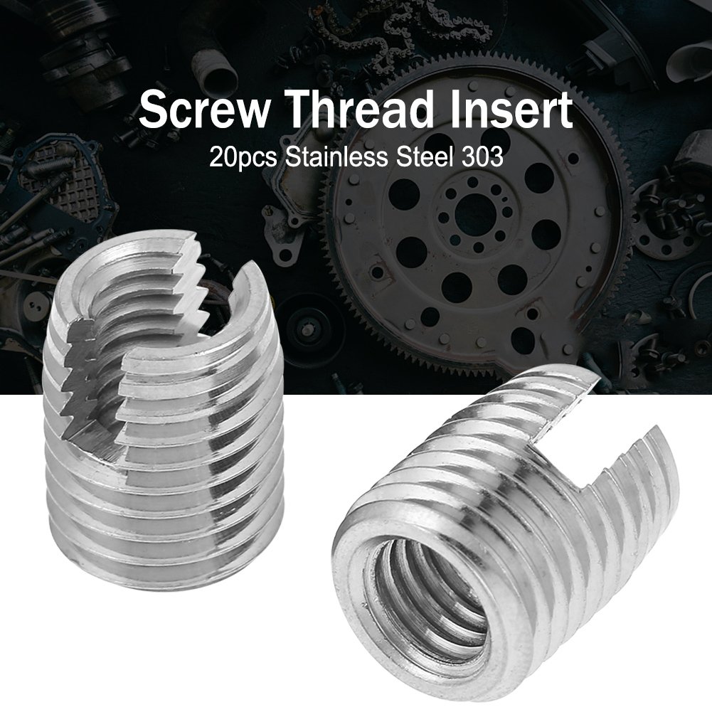 FTVOGUE 20pcs Stainless Steel SUS303 Self Tapping Slotted Screw Thread Insert M8 x 15mm - Image 5