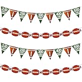 WJIAAA 4 Pieces Football Party Decorations, Football Paper Garland with Field Yard Markers and Triangle Flags for Sports Theme Birthday Game Day Decorations