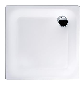 Calmwaters - Föhr - Kleine Bodengleiche Dusche in 80 x 80 x 2,5 cm mit 90 mm Abfluss aus Stahl-Emaille - 01XP2223