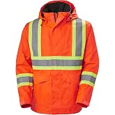 Helly Hansen Alta Shell Rain Coat for Men, Waterproof Reflective Jacket | Reflective Trim for Fall Evenings, Breathable Mesh Lining, Detachable Hood, Adjustable Cuffs, Rain Gear for Men, Work Jacket