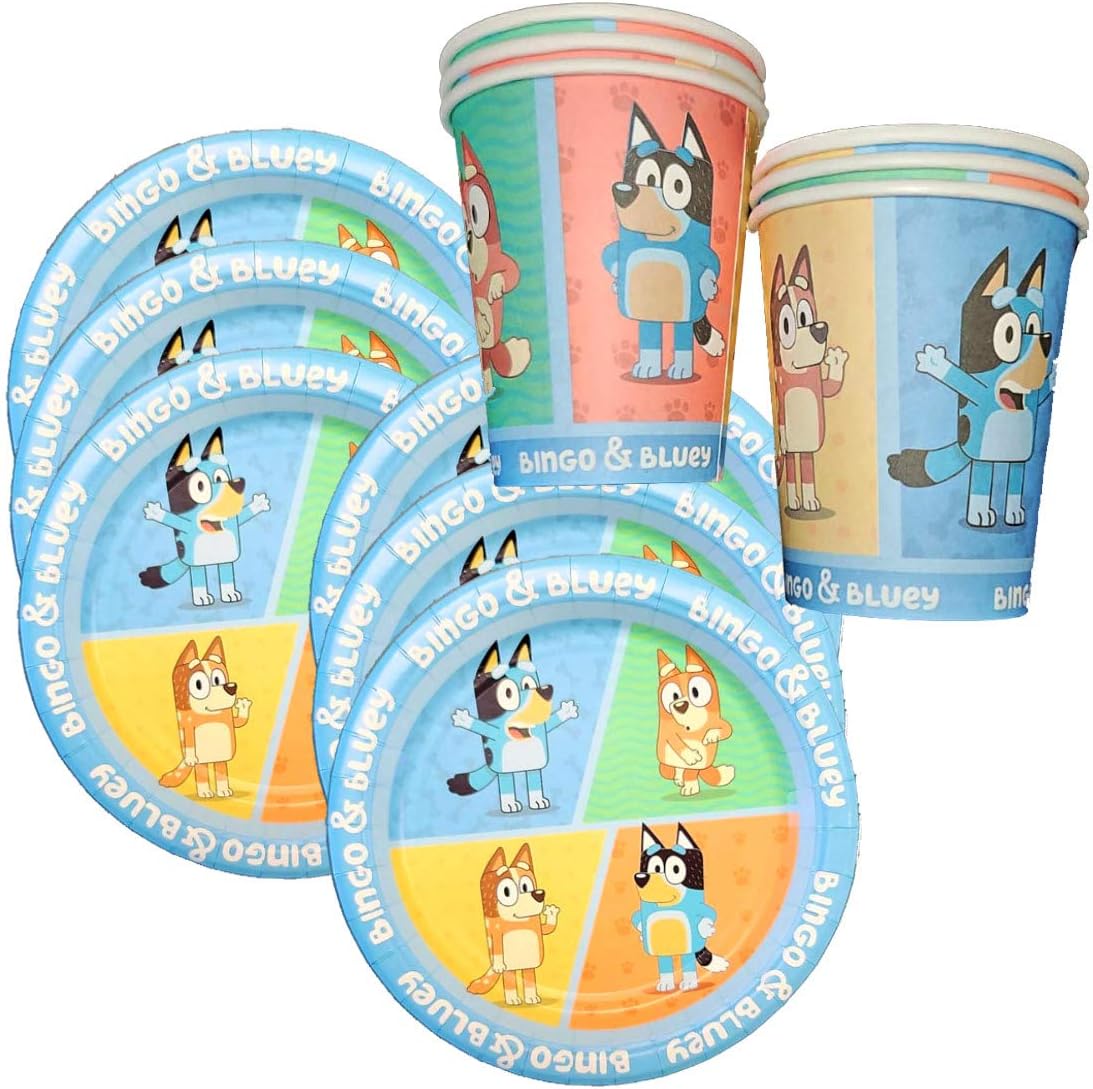 6PC Plates BLUEY and Bingo Game Party 