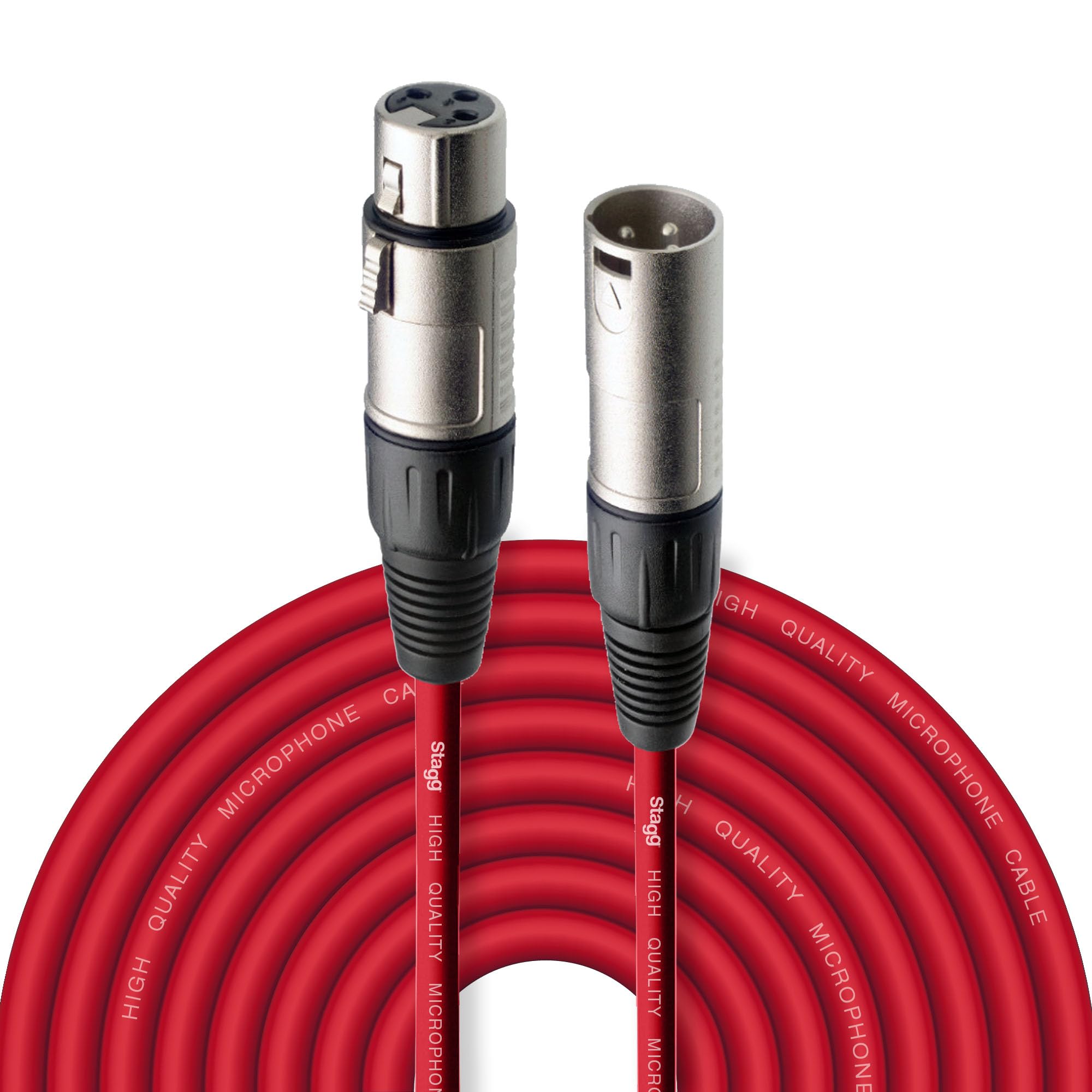 Stagg SMC10 CRD 10 m XLR to XLR Microphone Cable - Red