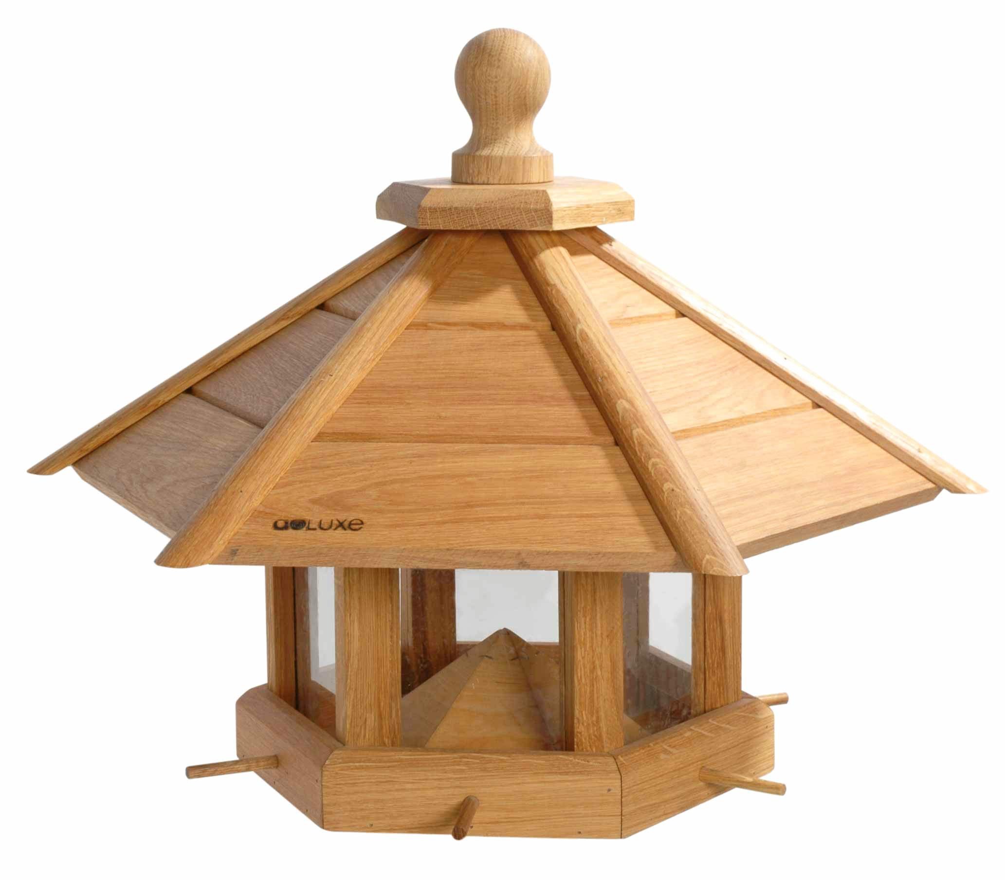 Luxus-Vogelhaus Large oak birdhouse approach, oiled oak with feedingsilo, 6 rods, 55 x 62 x 43 cm