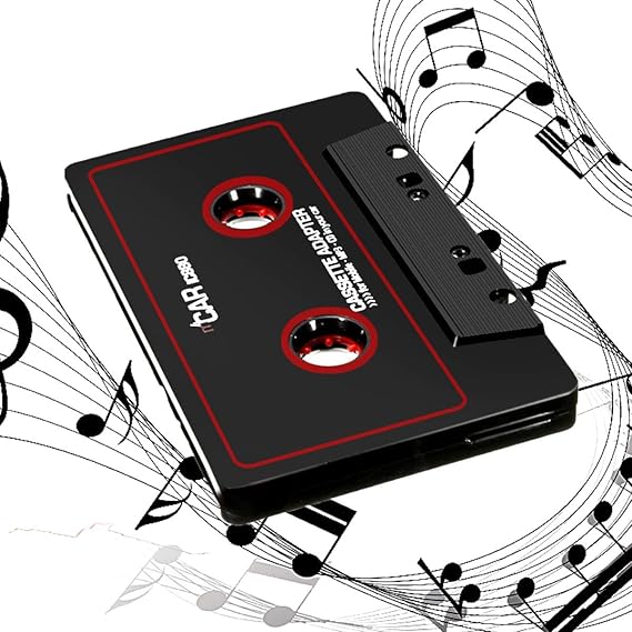 Black Car Cassette Adapter Smart Phone,Creativecase Car Audio 3.5mm