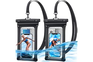 Diaclara Large Floating Waterproof Phone Pouch, Floatable Waterproof Phone Case for iPhone 15 14 13 12 Pro Max, Galaxy S24 S23 S22 Ultra, IPX8 Dry Bag Beach Cruise Essentials, 2 Pack Black + Black