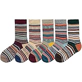 TAXCAIX 5 Pack Winter Socks For Women - Knitted Socks, Thick, Warm, Soft, Free Size 6-11