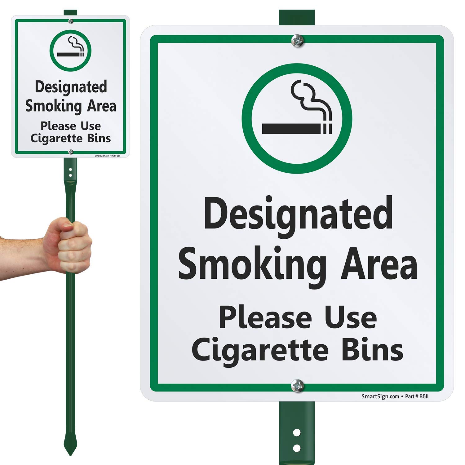 SmartSign Designated Smoking Area Sign with Stake, Please Use Cigarette