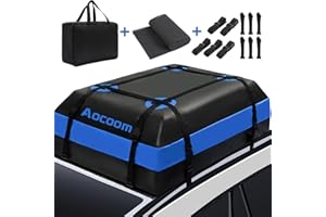 Aocoom Car Roof Bag Rooftop Cargo Carrier, 15 Cubic Feet Waterproof Car Top Luggage Storage Bag with Anti-Slip Mat, 5 Reinforce Straps and 4 Door Hooks for Vehicles with Racks or Without Racks