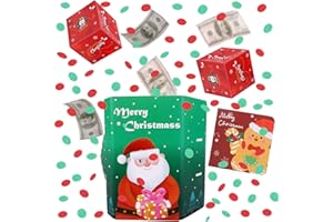 BABORUI Pop Up Christmas Card with Confetti, Merry Christmas Surprise Gift Box Explosion for Money, Cash Christmas Surprise Box for Women/Men/Girls/Boys (2Pcs Red)
