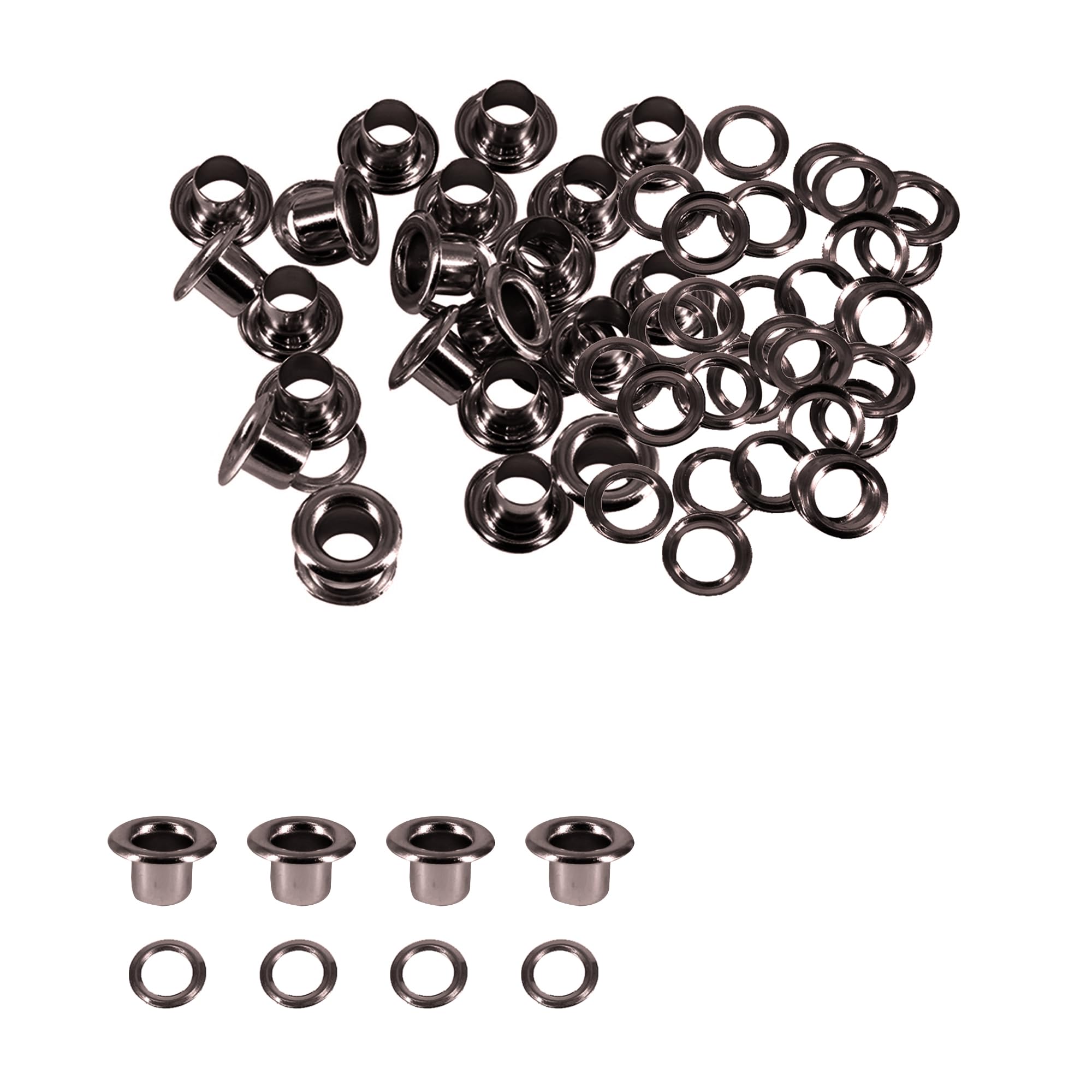 Trimming Shop 4mm Gunmetal Long Barrell Eyelets with Washers Durable Grommets for Leather Crafts, DIY Arts & Craft Projects, Sewing - Ideal for Bags, Clothing & Scrapbooking (Pack of 100)