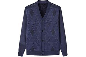 Mens Cardigan Sweaters Long Sleeve V Neck Cardigans Fleece Lined Thickened Knitted Button Down Comfy Sweaters