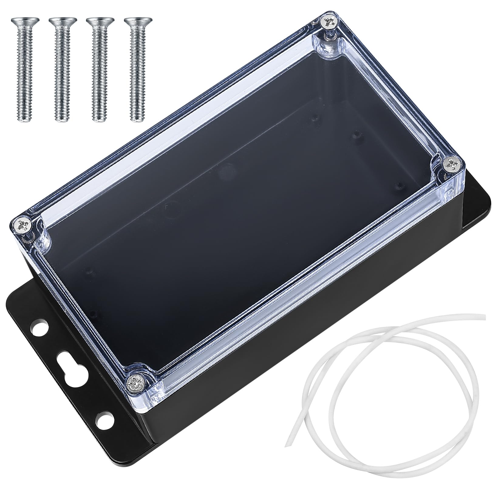 IP65 Waterproof Junction Box, Electronics Project Box, Plastic Clear Cover Project Junction Box Enclosure Case, Electrical Box Outdoor Cable Connector Boxes (black transparent, 158X90X64MM)