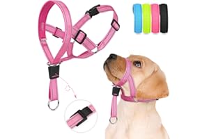 Weesiber No-Pull Dog Head Halter - Adjustable Dog Muzzle Leash, Padded Head Collar for Dogs to Prevent Heavy Pulling On The Leash(Pink,S)