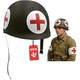 Nicky Bigs Novelties Vintage Army Medic Helmet, Green Costume Accessories | Green Molded Plastic Army Medic Helmet with Adjustable Chin Strap, One Size Fits Most, Perfect Halloween Accessory