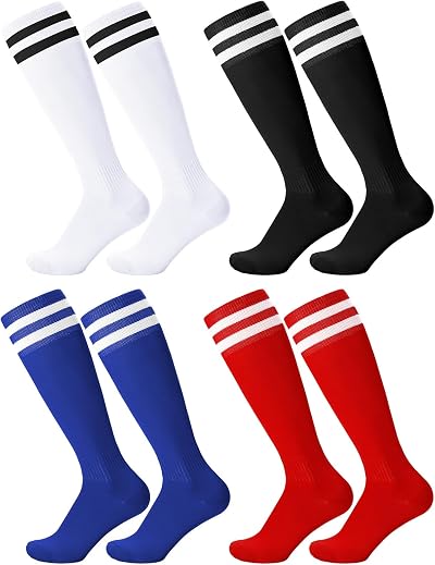 Zuimei 4 Pairs Kids Football Socks Breathable Sport Cotton 70%